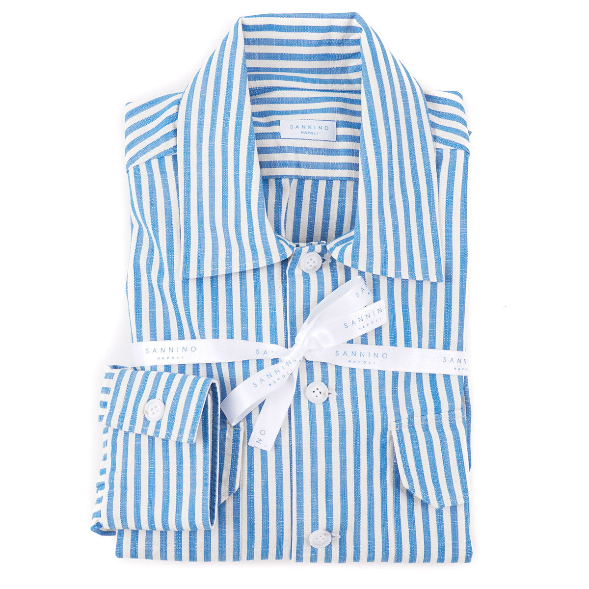 Sannino Slim-Fit Striped Denim Overshirt - Image 2