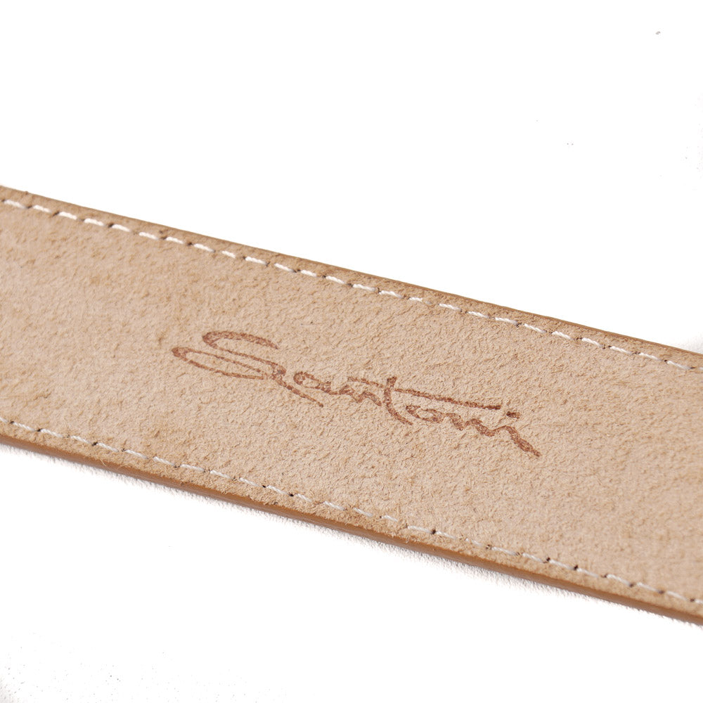 Santoni Natural Tan Leather Belt with Gold Buckle - Image 4
