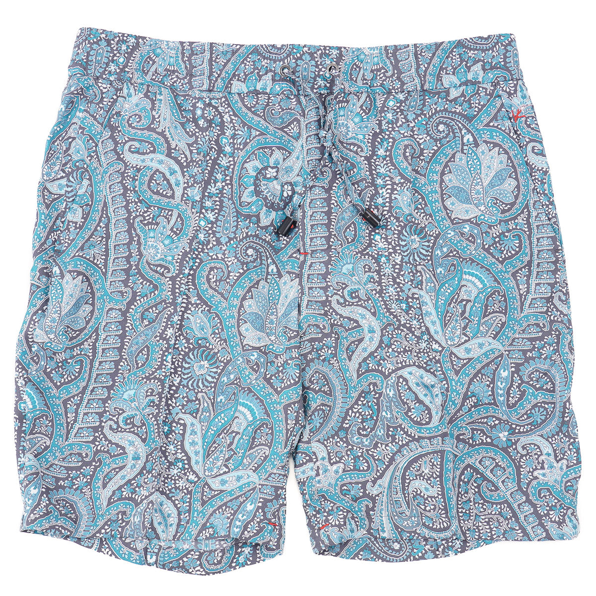 Isaia Printed Silk Drawstring Shorts