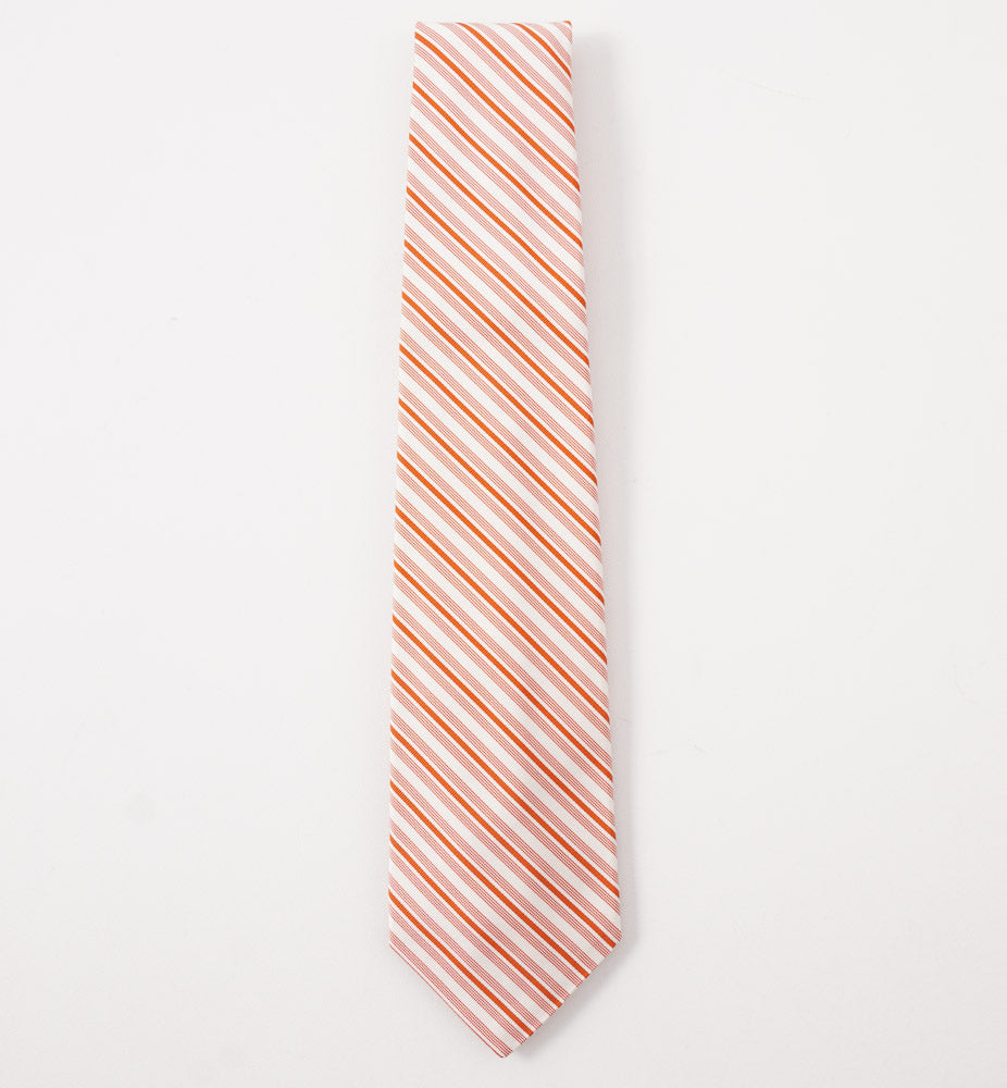 Kiton Orange Ribbon Stripe Silk Necktie - Image 2