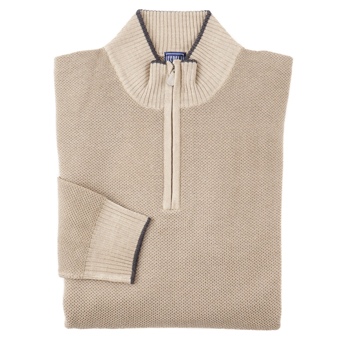 Fedeli Half-Zip Pique Wool Sweater