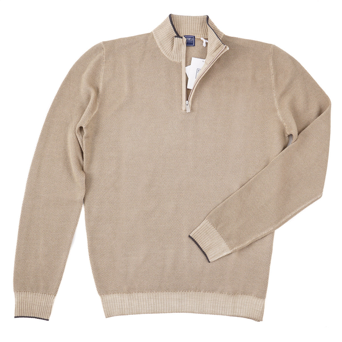 Fedeli Half-Zip Pique Wool Sweater - Image 3