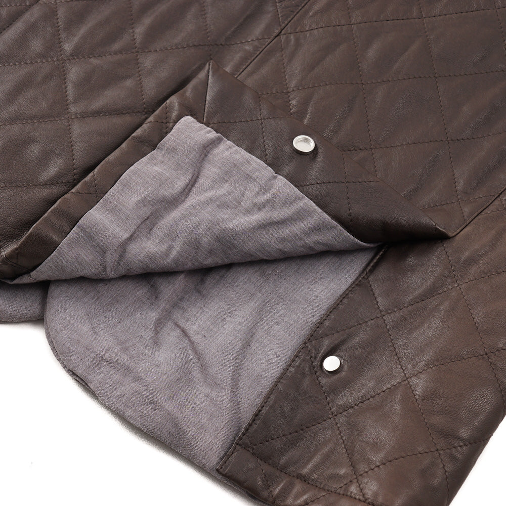 Mandelli Quilted Brown Leather Jacket - Image 4