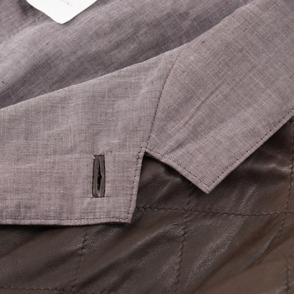 Mandelli Quilted Brown Leather Jacket - Image 7