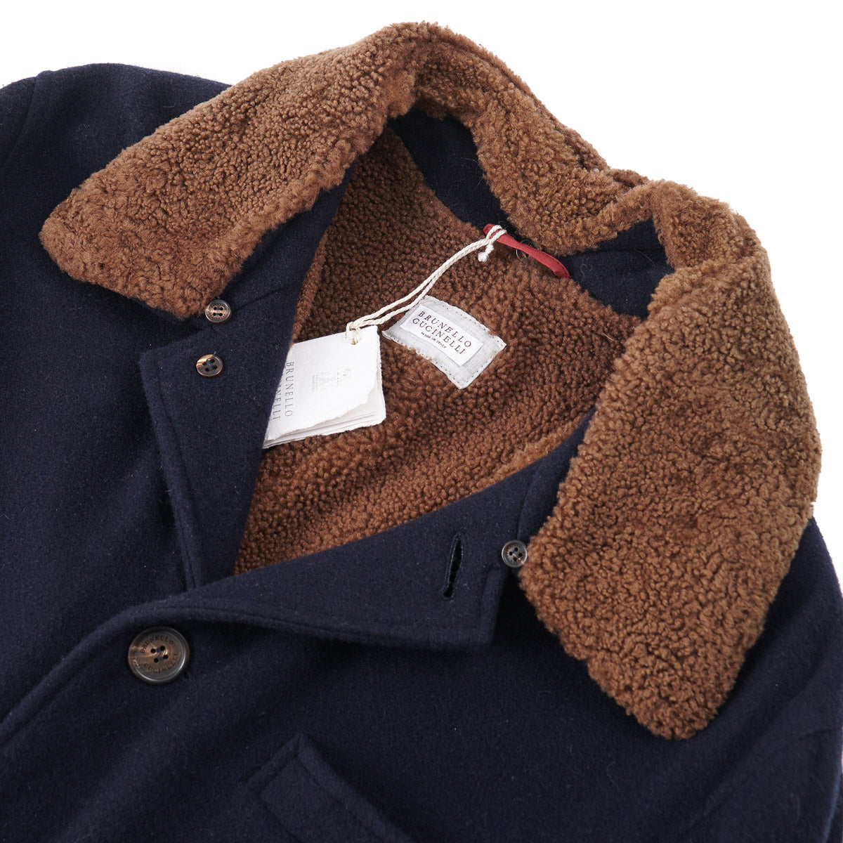 Brunello Cucinelli Cashmere Coat with Shearling Lining - Image 2
