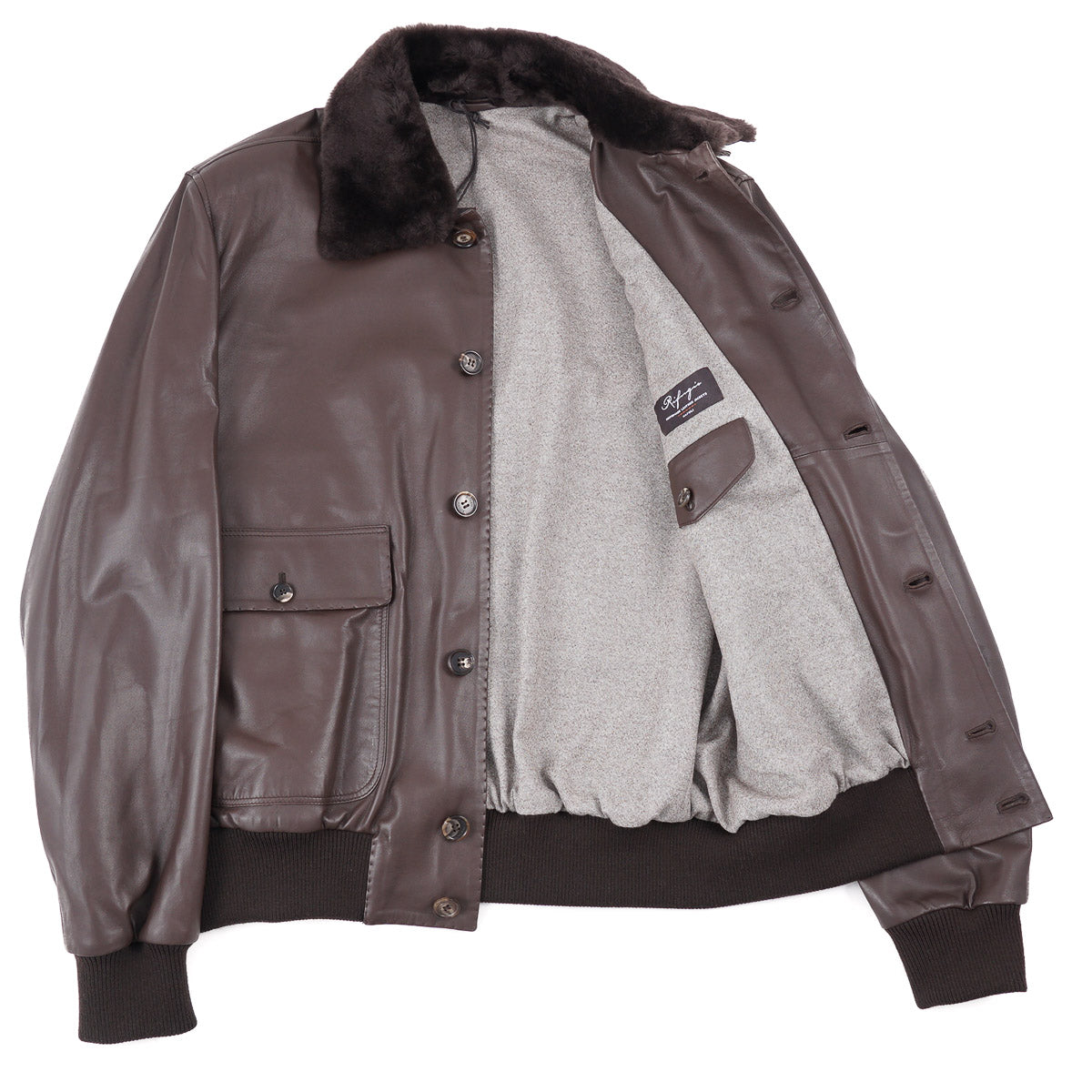 Rifugio Nappa Leather Jacket with Beaver Collar - Image 3