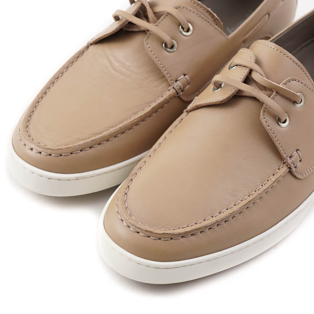 Brioni Tan Calf Leather Boat Shoes - Image 4
