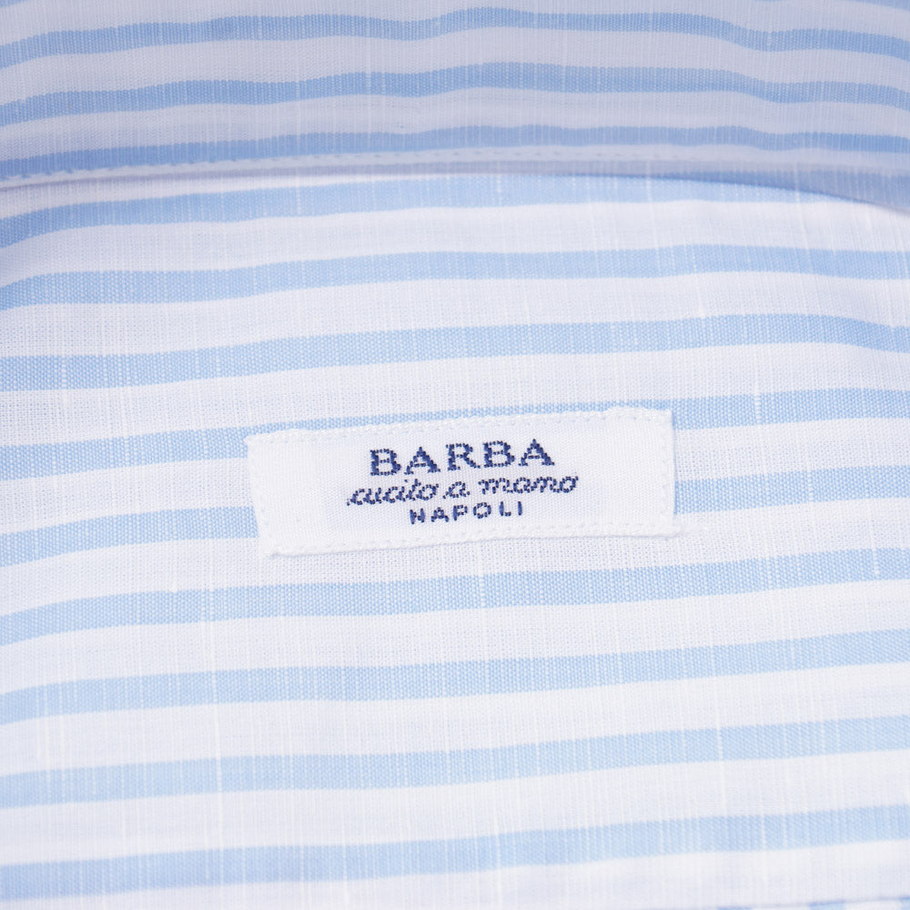 Barba Cotton-Linen Shirt in Sky Blue Stripe - Image 5