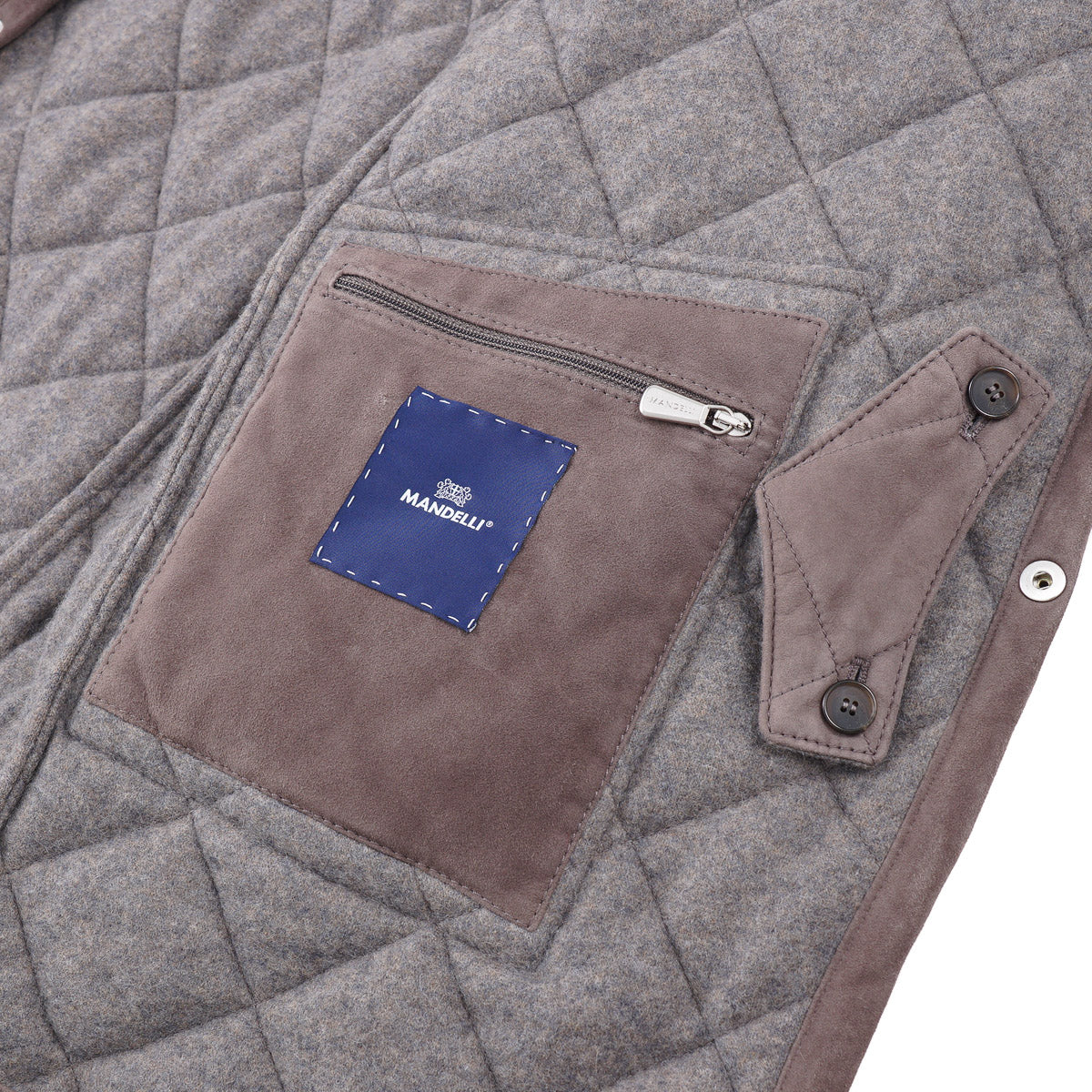 Mandelli Cashmere-Lined Quilted Suede Parka - Image 8