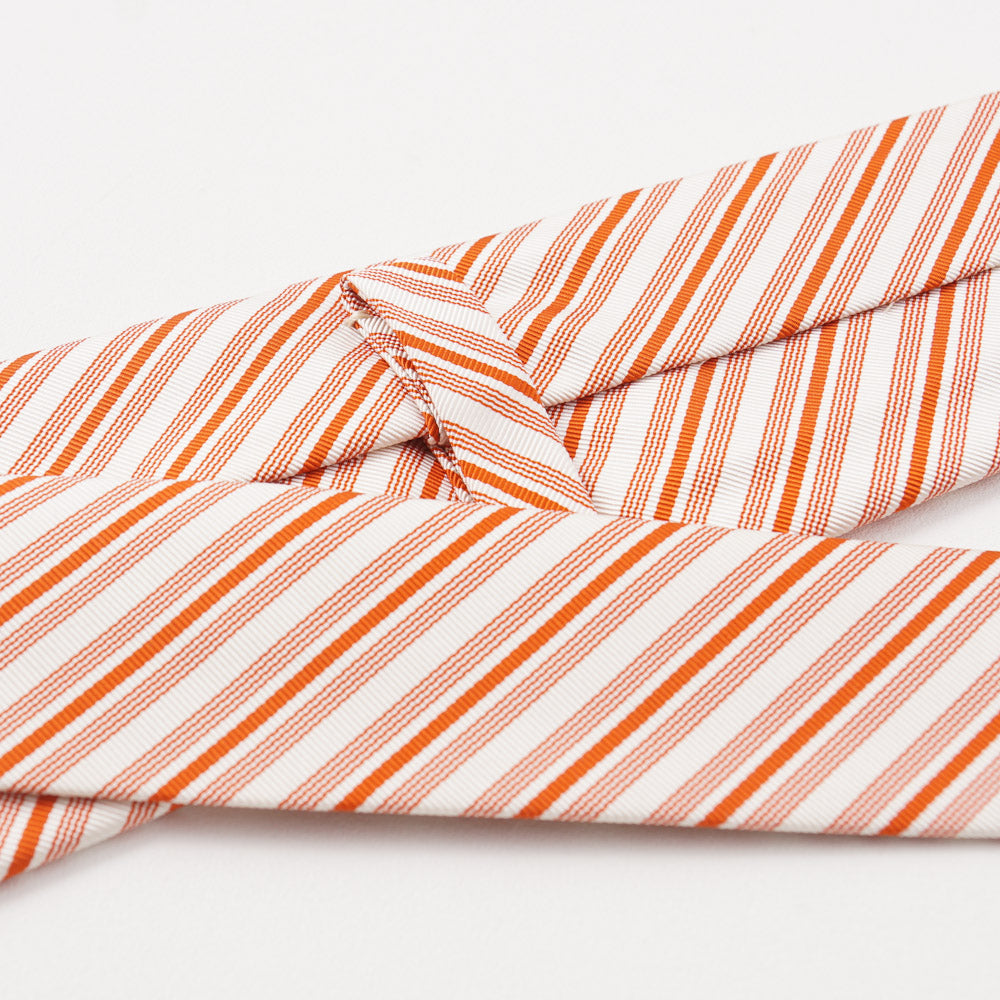 Kiton Orange Ribbon Stripe Silk Necktie - Image 3