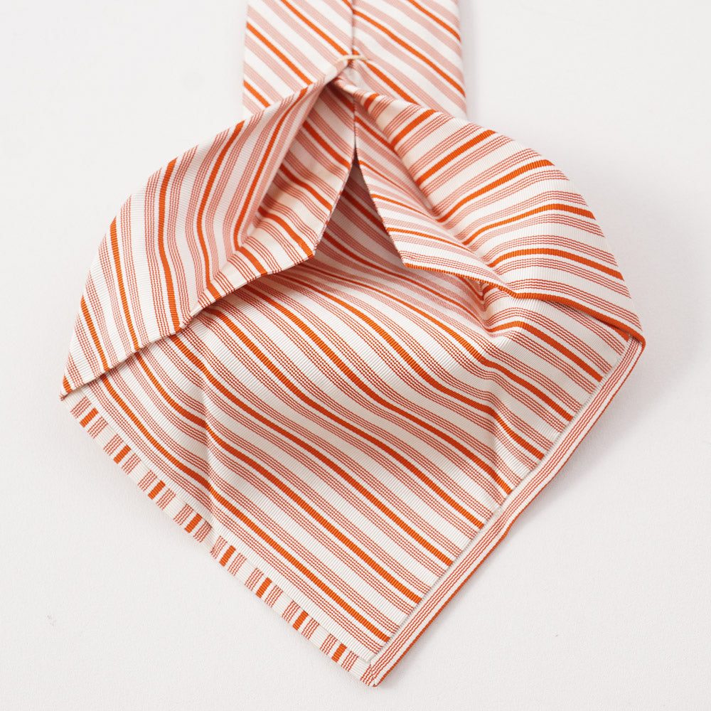 Kiton Orange Ribbon Stripe Silk Necktie - Image 5