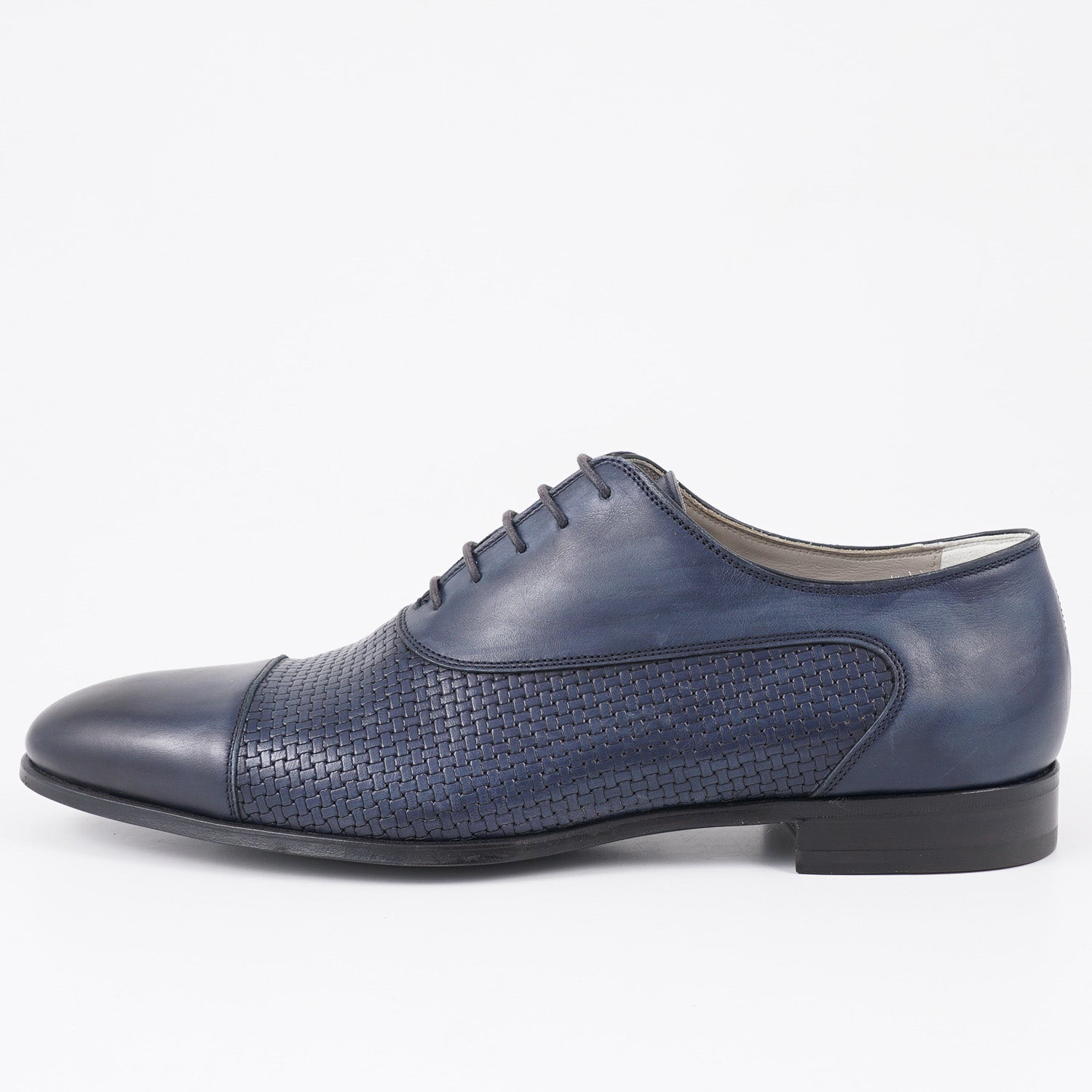 Kiton Navy Blue Woven Leather Oxford - Image 2
