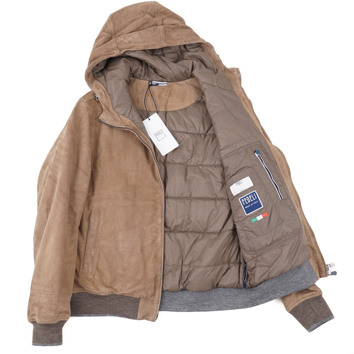 Fedeli Down-Filled Suede Short Parka - Image 2