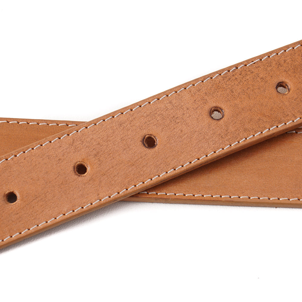 Santoni Natural Tan Leather Belt with Gold Buckle - Image 3