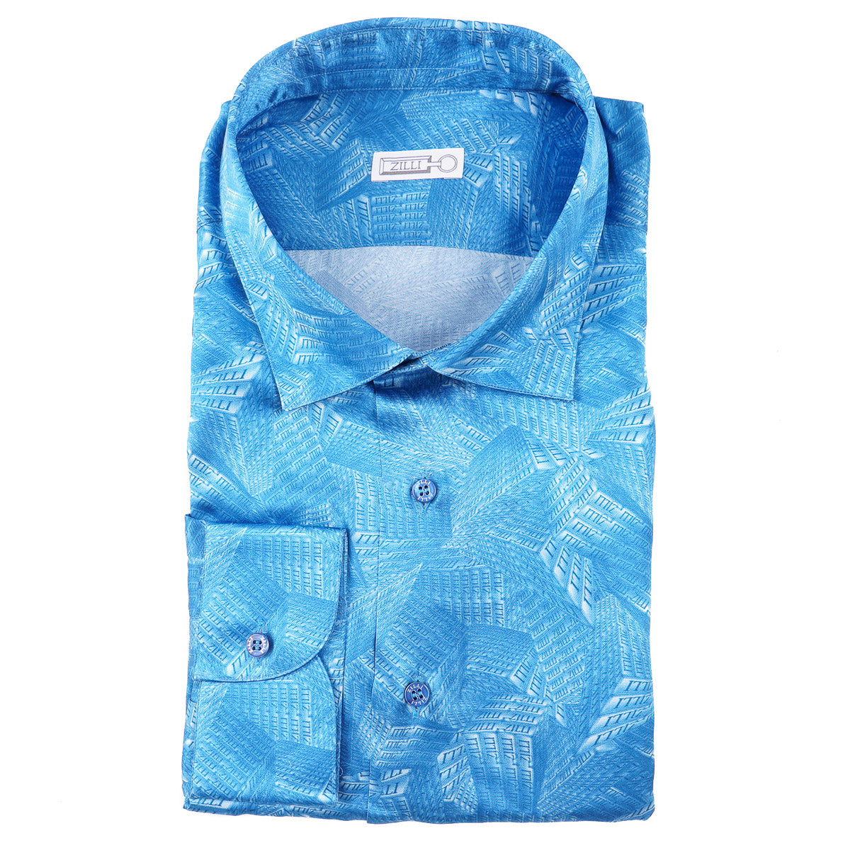 Zilli Silk Shirt in Geometric Monogram Print