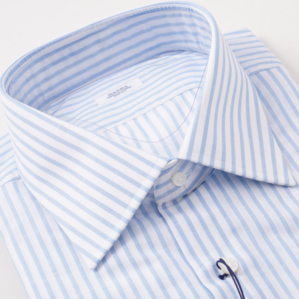 Barba Cotton-Linen Shirt in Sky Blue Stripe - Image 4