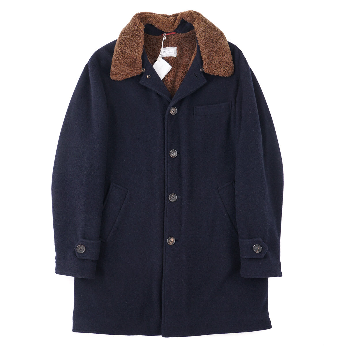 Brunello Cucinelli Cashmere Coat with Shearling Lining