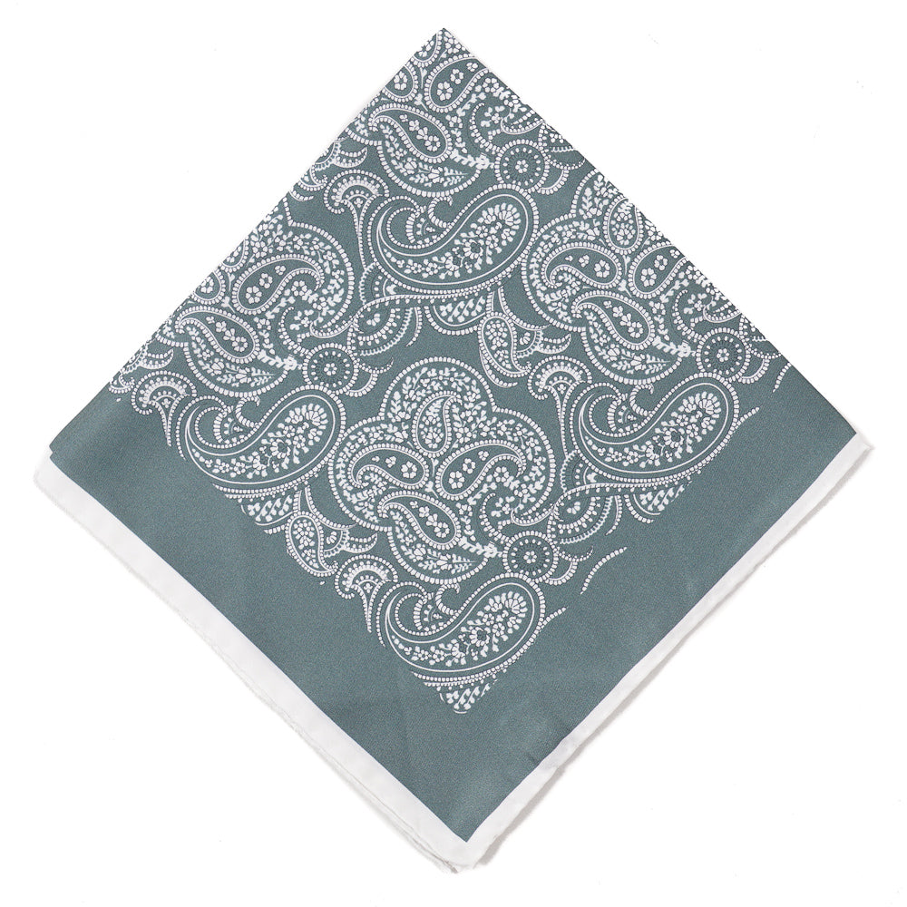 Kiton Paisley Print Silk Pocket Square