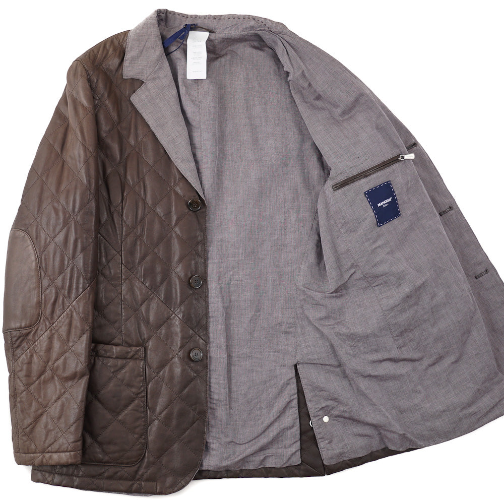 Mandelli Quilted Brown Leather Jacket - Image 3