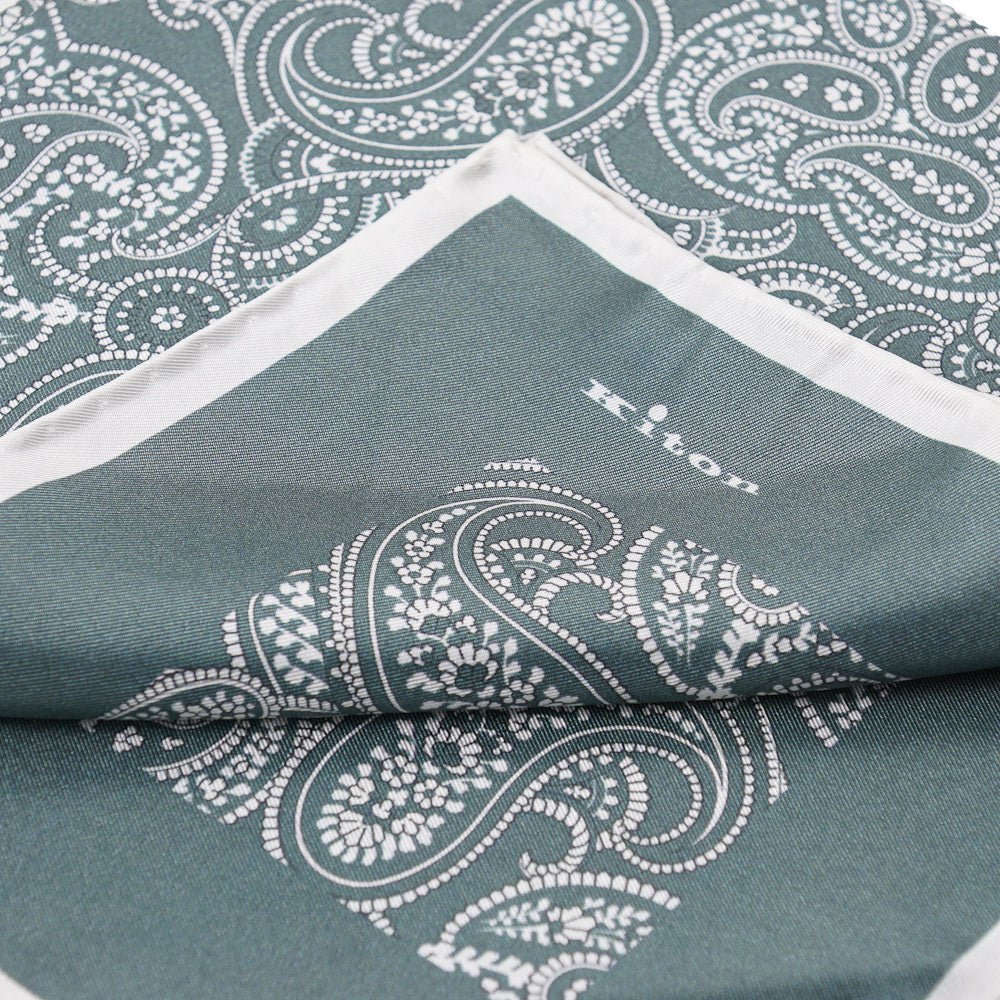 Kiton Paisley Print Silk Pocket Square - Image 2