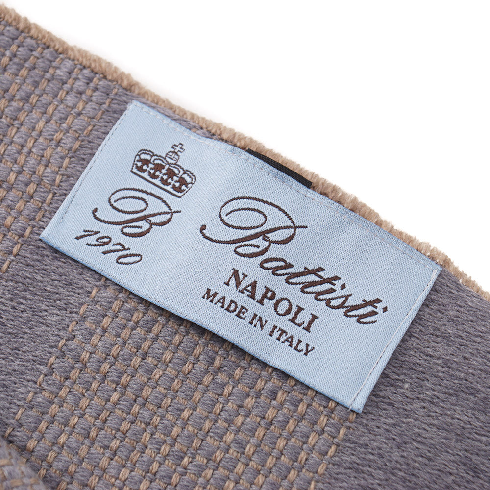 Battisti Tan and Gray Birdseye Wool Throw Blanket - Image 4